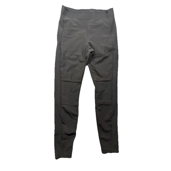 Athleta Madison Moto Tight Leggings Womens 6 Gray Stretch Side Zip Ribbed Pant - Picture 1 of 6